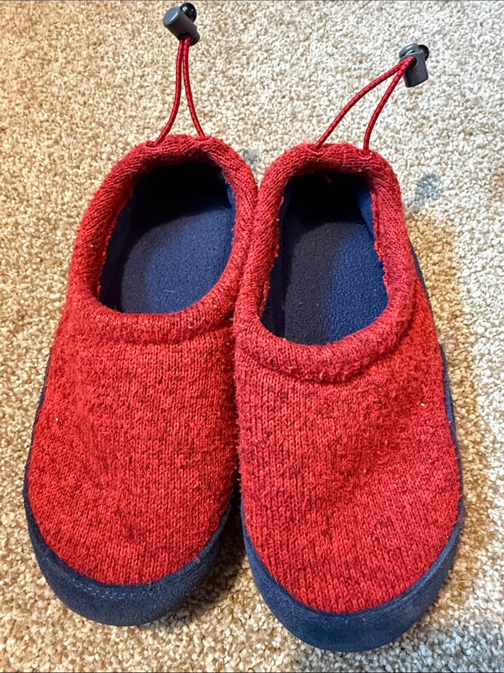LL Bean fleece Kids Red Cozy Slip-On Shoes 12-13